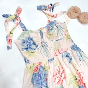 A909- VÁY NỮ HOA XANH 2 DÂY BUỘC VAI-9