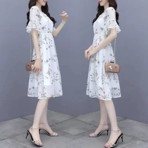 Đầm Dáng Chữ a Vải Lụa Mát In Họa Tiết Hoa Thời Trang Mùa Hè Hàng Mới Dành Cho Bạn Nữ 2022-5