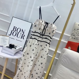 VÁY HOA NHÍ ĐEN 2S NỀN KEM KÈM NƠ ĐEN-9