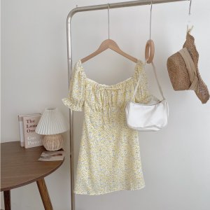 Đầm hoa nhí tay cộc, váy dáng ngắn hai lớp Emmei v132-5