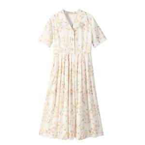 [ẢNH THẬT] ĐẦM HOA LY CỔ VÉT CHÂN XOÈ XẾP LY-6