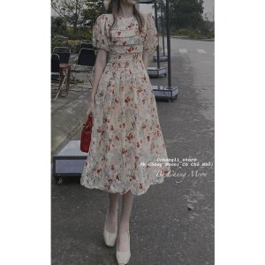 VÁY HOA LI TƠ NỔI TAY BỒNG-1