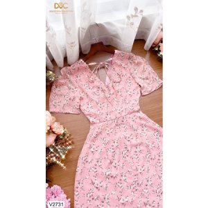 V2731 váy voan hoa nhí cổ V công sở nữ tính - (DVC&ACC) Dolce viva colection-3