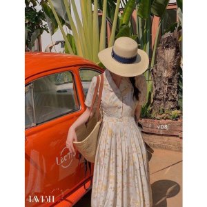 [ẢNH THẬT] ĐẦM HOA LY CỔ VÉT CHÂN XOÈ XẾP LY-2