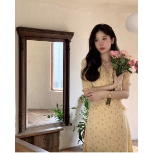 [ẢNH THẬT] VÁY HOA VÀNG PHỐI BÈO DÁNG DÀI CHÂN CÁ VHVBDC-7