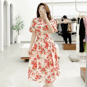 Váy hoa tơ xếp ngực phong cách ngọt ngào-hàng thiết kế-7