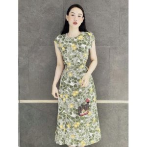 VÁY HOA XANH HỞ LƯNG CÚC NGỌC CHO NỮ-4