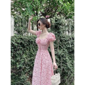 VÁY HOA MAXI XẺ ĐÙI CÚP NGỰC 3 MÀU-2