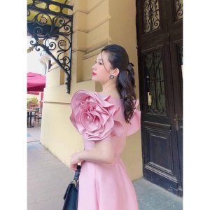 Váy tafta tay hoa kèm đai-8