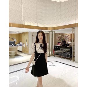 Váy phối hoa nhí cổ nơ, hàng xịn xuất sắc-3