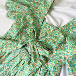 [Hàng sẵn] VÁY DREAMY dáng babydoll nơ lưng hoa nhí xanh mint ullzang-7