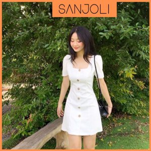 Váy Cổ Vuông Body, Đầm Công Sở Ôm Dáng Hàn Quốc Sang Trọng SANJOLI Thiết Kế Phù Hợp Dự Tiệc Cưới VD009-7