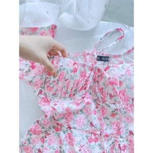 VN732 - VÁY HOA HỒNG CÚP LI NGỰC-9