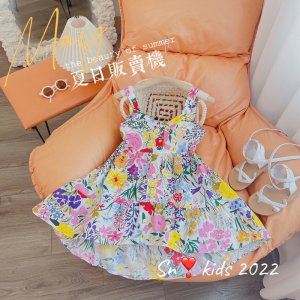 Váy đầm maxi thô hoa nơ lưng cho bé gái-4