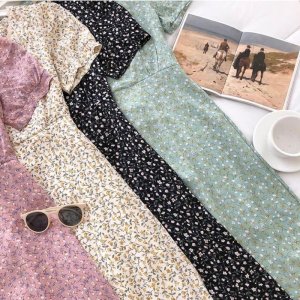 Váy hoa vintage Nàng Thơ loại đẹp dày dặn dánh dài Đầm hoa ulzzang hàng Quảng Châu-3