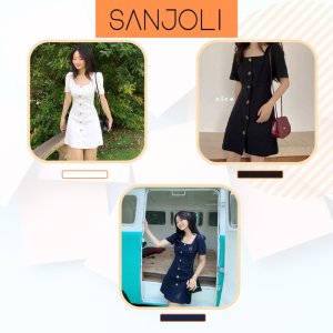 Váy Cổ Vuông Body, Đầm Công Sở Ôm Dáng Hàn Quốc Sang Trọng SANJOLI Thiết Kế Phù Hợp Dự Tiệc Cưới VD009-3