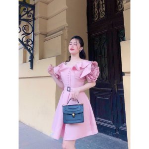 Váy tafta tay hoa kèm đai-4