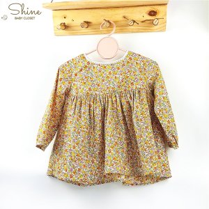 Set váy hoa cho bé gái Shine Baby Closet kèm nón bonet kiểu dáng vintage thiết kế tay dài phù hợp làm váy mùa thu đông-6