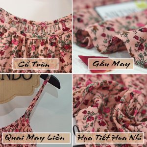 Váy 2 Dây Hoa Nhí Vải Lanh Quai Buộc – Váy Lanh 2 Dây Dáng Xòe Nikendo VL1-6
