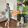[Hàng sẵn] VÁY DREAMY dáng babydoll nơ lưng hoa nhí xanh mint ullzang-1