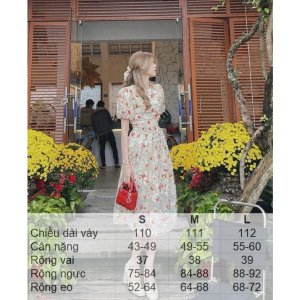 Váy nữ, đầm hoa tơ đỏ xếp li hai lớp xịn xò, phong cách tiểu thư trẻ trung phù hợp mặc đi làm đi chơi 7.Beautiful V109-2