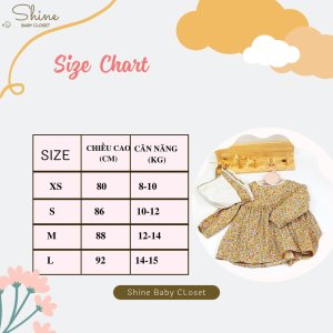 Set váy hoa cho bé gái Shine Baby Closet kèm nón bonet kiểu dáng vintage thiết kế tay dài phù hợp làm váy mùa thu đông-3