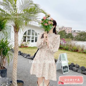 Váy hoa nhí viền bèo Ulzzang Hàn quốc 2021 - Đầm vintage viền bèo 2021 - Dorita Boutique-9