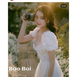 Váy hoa oranga cổ phối bèo tay bồng bo eo dáng xoè siêu xinh (kèm ảnh thật)-3