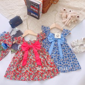 [Mã: I010820K giảm 50%] (7-20kg_mới nhất 2022) Váy hoa nơ kèm mũ cho bén gái-4