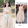 Váy dây 🌸 Đầm maxi dáng dài hoa nhí màu đỏ hồng in hình dáng xoè phong cách Hàn Quốc Ulzzang PHULA-1