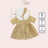 Set váy hoa cho bé gái Shine Baby Closet kèm nón bonet kiểu dáng vintage đáng yêu với họa tiết hoa nhí màu vàng-1
