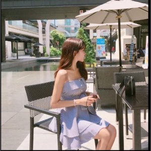 Váy kẻ 2 dây xoè siêu xinh pass new-2