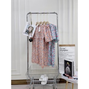 [ảnh thật-sẵn] Váy hoa nhí babydoll tay bồng xếp ly ngực-7