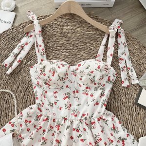 Váy Hoa Cup Ngực Khuy Bọc 2 Lớp Dáng Xoè Có Ảnh Thật Kèm Video-9