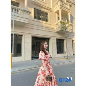 Váy hoa tơ xếp ngực phong cách ngọt ngào-hàng thiết kế-5