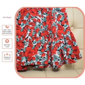 Váy hoa xếp li cổ chữ V chất liệu thoáng mát hình thật__Hàng thiết kế DeA Design House-3