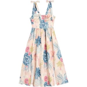 A909- VÁY NỮ HOA XANH 2 DÂY BUỘC VAI-7