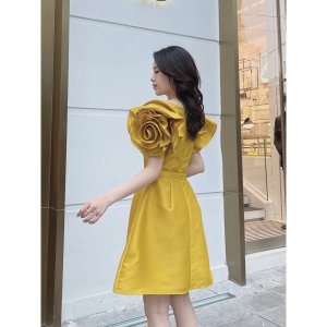 Váy tafta tay hoa kèm đai-5