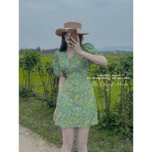 [ 𝐅𝐑𝐄𝐄 𝐒𝐇𝐈𝐏 ] VÁY HOA XANH HOT TREND THIẾT KẾ-3