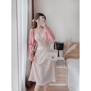 Set 2 Món Váy Hoa Đũi Mix Áo Khoác Thun Hit Hot-2