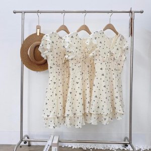 Váy Hoa Nhí Dáng Xoè Chữ A Đũi Xước Tay Cánh Tiên 2 tầng Đầm Hoa Nhí Vintage Đẹp-6