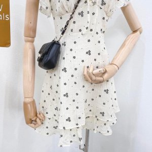 Váy Hoa Nhí Dáng Xoè Chữ A Đũi Xước Tay Cánh Tiên 2 tầng Đầm Hoa Nhí Vintage Đẹp-5