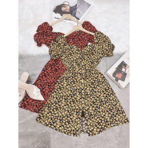 AMD_Bán sỉ VÁY HOA DÚM NGỰC TAY BỒNG-3