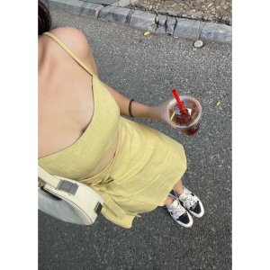 Váy vàng ngắn ôm sát cut-out sexy họa tiết lạ mắt Summer-5