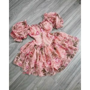 Váy hoa tơ cúp ngực bèo tầng ( ảnh thật)-2