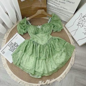 Váy hoa tơ cúp ngực bèo tầng ( ảnh thật)-5