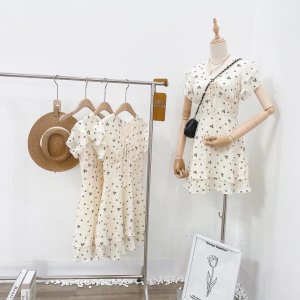 Váy Hoa Nhí Dáng Xoè Chữ A Đũi Xước Tay Cánh Tiên 2 tầng Đầm Hoa Nhí Vintage Đẹp-4