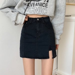 Chân Váy Denim Chữ a Lưng Cao Màu Đen Thời Trang Mùa Hè Cho Nữ-3