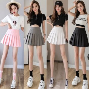 Chân Váy Chữ A Xếp Ly Lưng Cao Màu Trơn Thời Trang Xuân Thu 2022-2