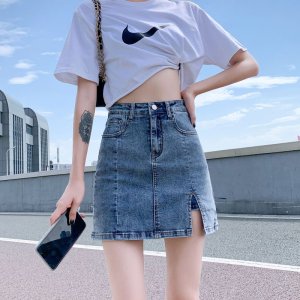 Chân Váy Denim Chữ a Lưng Cao Màu Đen Thời Trang Mùa Hè Cho Nữ-1